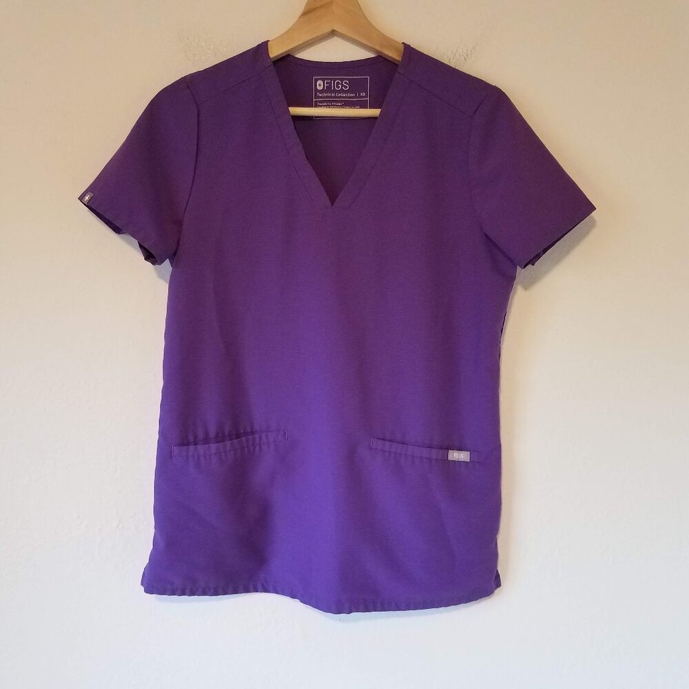 Figs Casma Three Pocket Scrub Top Purple Technical Collection Women's XS FW1100